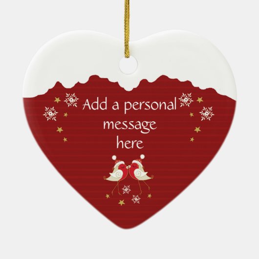 Lesbian, 1e Kerstmis als Mrs. & Mrs., Robins Heart Keramisch Ornament (Achterkant)