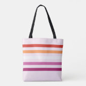 Lesbian (5-Stripe) Stripes Monogram Naam Roze LGBT Tote Bag (Achterkant)