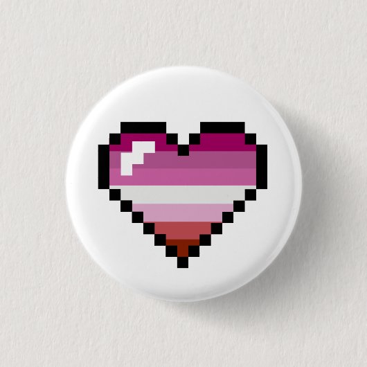 Lesbian 8-bits Retro Pride Heart Ronde Button 3,2 Cm (Voorkant)