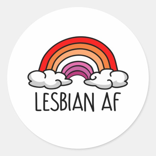 LESBIAN AF RONDE STICKER (Voorkant)