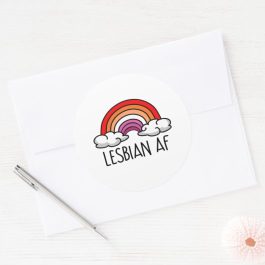 LESBIAN AF RONDE STICKER (Envelop)