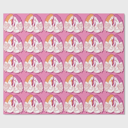 LESBIAN ANGELS CARTOON (Lesbian flag colors) Cadeaupapier (Vlak)