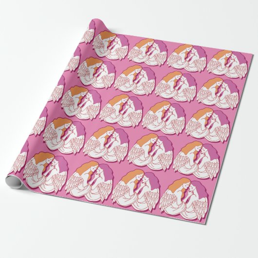 LESBIAN ANGELS CARTOON (Lesbian flag colors) Cadeaupapier (Uitgerold)