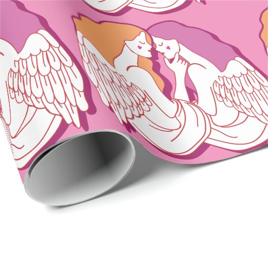 LESBIAN ANGELS CARTOON (Lesbian flag colors) Cadeaupapier (Rol Hoek)