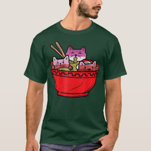 Lesbian Anime Cute Japanse katten Ramen Noodles T-shirt