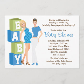 Lesbian Baby shower Invitation for Boy Kaart