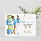 Lesbian Baby shower Invitation for Boy Kaart (Staand voorkant)