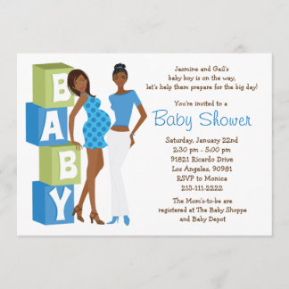 Lesbian Baby shower Invitation for Boy Kaart