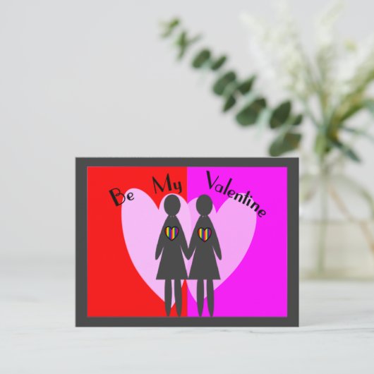 Lesbian "Be my Valentijn" — Kaarten & cadeaus Feestdagenkaart (Staand voorkant)