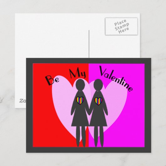 Lesbian "Be my Valentijn" — Kaarten & cadeaus Feestdagenkaart (Voorkant / Achterkant)