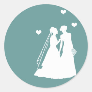 Lesbian Brides Wedding Ronde Sticker