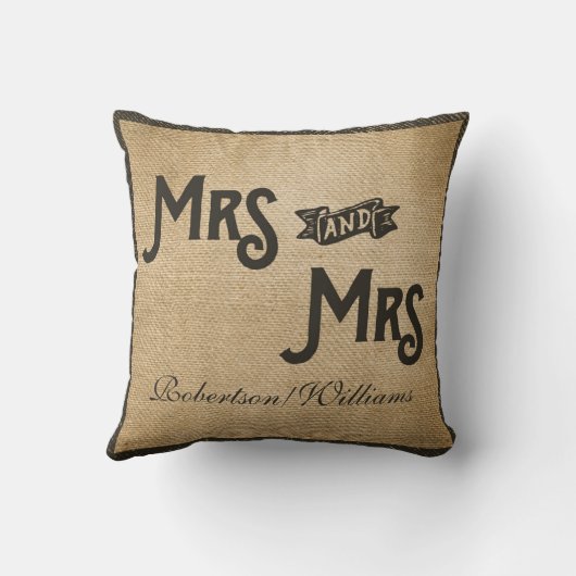 Lesbian Burlap Forever Altijd persoonlijk hart Kussen (Achterkant)