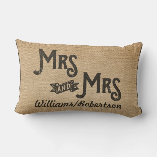 Lesbian Burlap Forever Altijd persoonlijk hart Kussen (Achterkant)