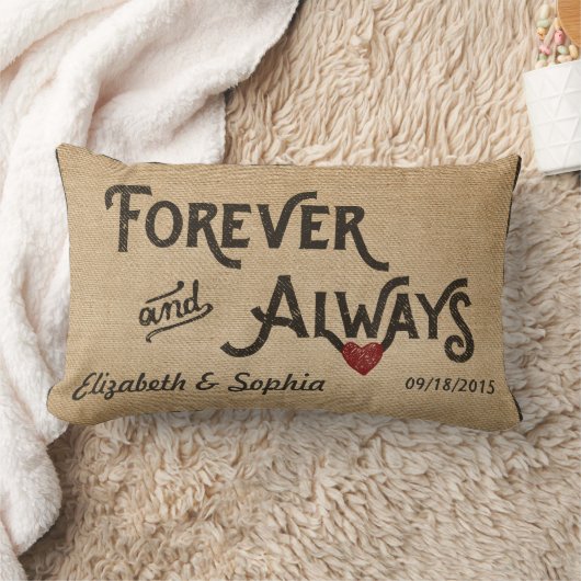 Lesbian Burlap Forever Altijd persoonlijk hart Kussen (Deken)