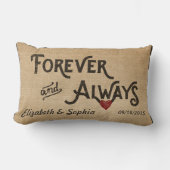 Lesbian Burlap Forever Altijd persoonlijk hart Kussen (Voorkant)