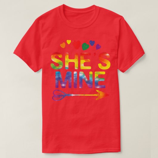 Lesbian Couple Funny She's Mine Matching LGBT Prid T-shirt (Design voorkant)