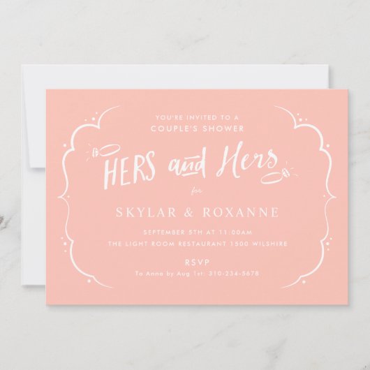 Lesbian Couple Hers and Hers Couples Shower Pink Kaart (Voorkant)