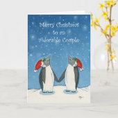 Lesbian Couple Kerstmis Cute Penguins Snowflakes Kaart (Gele Bloem)