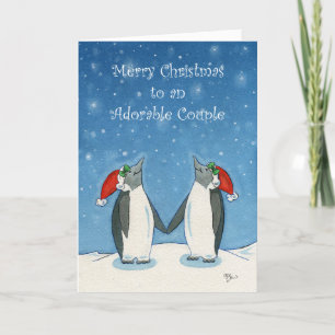 Lesbian Couple Kerstmis Cute Penguins Snowflakes Kaart