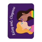 Lesbian Couple Kiss Cute Custom Gay Pride Paars Magneet (Verticaal)