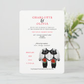 Lesbian Couple LGBTQ Weddenschap Cute Cats Kaart (Staand voorkant)