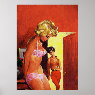 Lesbian Couple  Pulp Magazine Covever art Poster