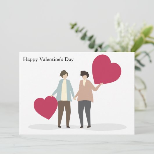 Lesbian Couple Romantic Valentijnsdag Cute Custom Kaart (Staand voorkant)
