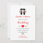 Lesbian Cute Whimsy Black Cats Wedding Invitation Kaart (Voorkant)
