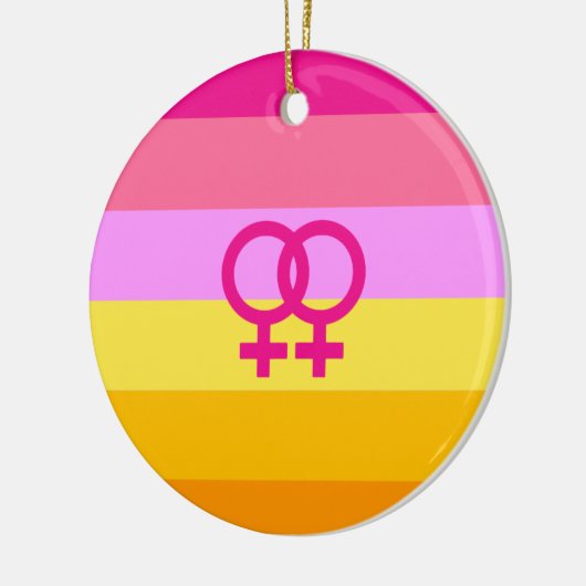Lesbian Dawn Pride WLW Keramisch Ornament (Links)