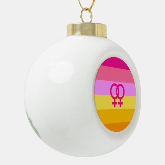 Lesbian Dawn Pride WLW Keramische Bal Ornament (Links)