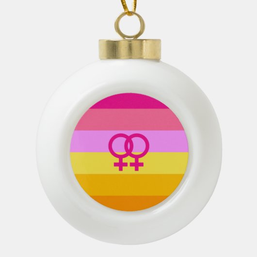 Lesbian Dawn Pride WLW Keramische Bal Ornament (Voorkant)