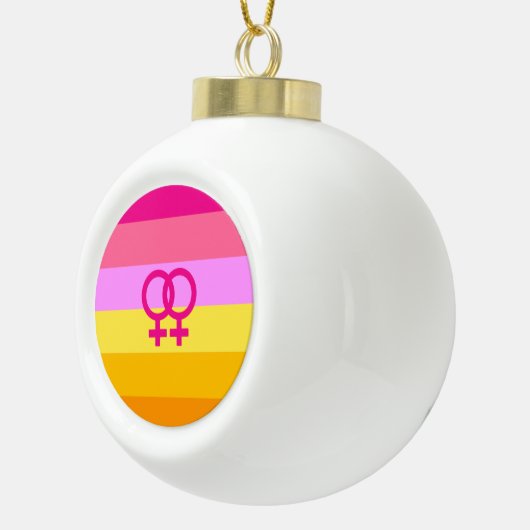 Lesbian Dawn Pride WLW Keramische Bal Ornament (Rechts)
