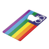 Lesbian Double Venus Rainbow Pride Creditkaart Flessenopener (Voorkant Gekanteld)