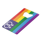 Lesbian Double Venus Rainbow Pride Creditkaart Flessenopener (Achterkant Gekanteld)