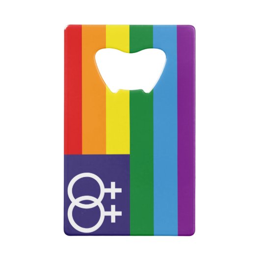 Lesbian Double Venus Rainbow Pride Creditkaart Flessenopener (Achterkant)