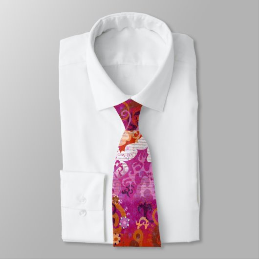 Lesbian dragon damask - new 2018 pride flag kleure stropdas (Gebonden)