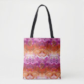 Lesbian dragon damask - new 2018 pride flag kleure tote bag (Voorkant)