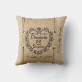 Lesbian Fancy Burlap Jubileum Date Heart Kussen (Achterkant)