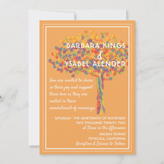 Lesbian Gay Wedding Invitation Love is Love Tree Kaart (Voorkant)