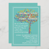 Lesbian Gay Wedding Invitation Love is Love Tree Kaart (Voorkant / Achterkant)