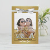 Lesbian Gay Wedding Invitation Two Brides Gold Kaart (Staand voorkant)