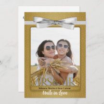 Lesbian Gay Wedding Invitation Two Brides Gold