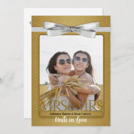 Lesbian Gay Wedding Invitation Two Brides Gold Kaart