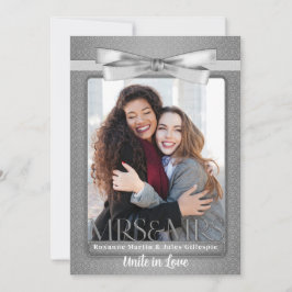 Lesbian Gay Wedding Invitation Two Brides Silver Kaart