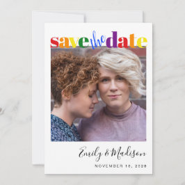 Lesbian Gay Wedding Rainbow Photo Save the Date