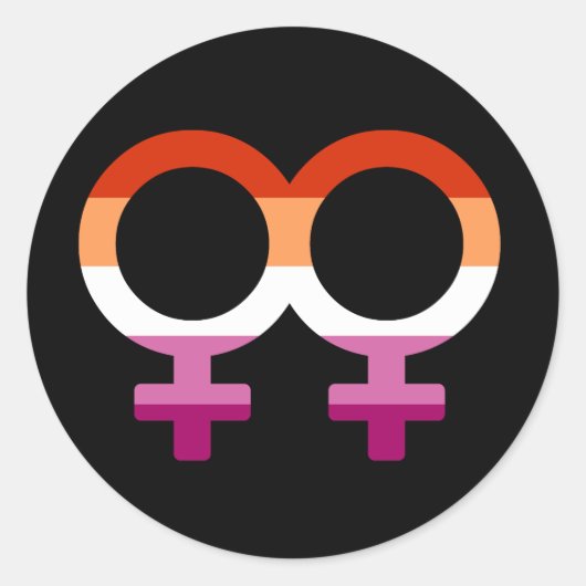 Lesbian Glyphen  | Lesbian Pride  Ronde Sticker (Voorkant)