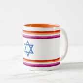 Lesbian Israel Pride Flag Tweekleurige Koffiemok (Voorkant rechts)
