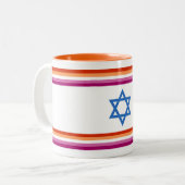 Lesbian Israel Pride Flag Tweekleurige Koffiemok (Voorkant links)