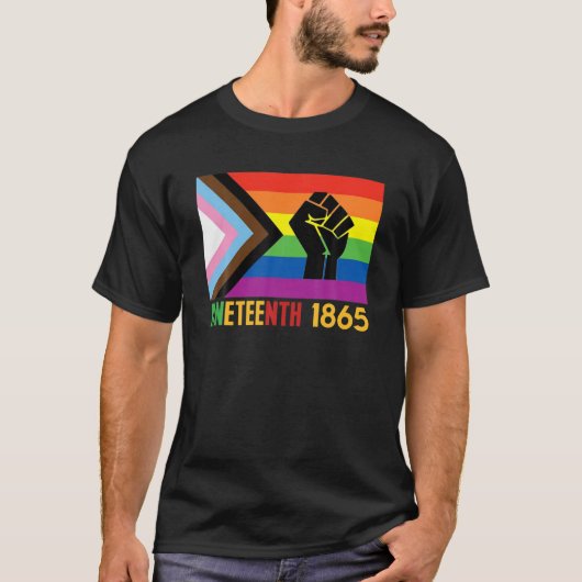 Lesbian Juneteenth 1865 LGBT Gay Pride FLag Black T-shirt (Voorkant)