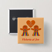 Lesbian kerstontbijt Dames Couple - Aangepast Vierkante Button 5,1 Cm (Voorkant /achterkant)